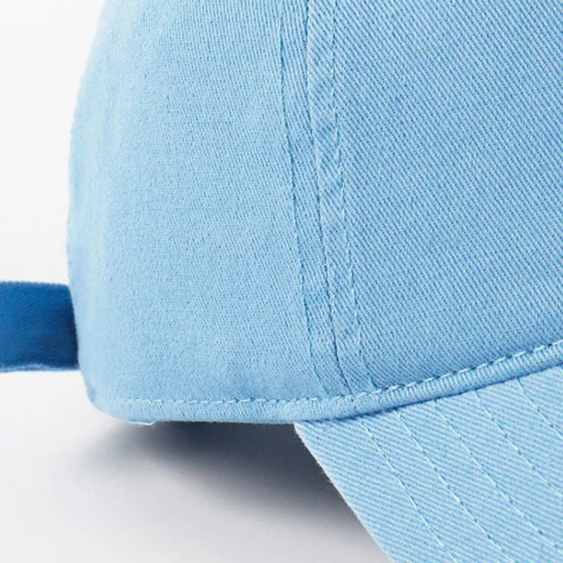 Adjustable Four Seasons Outdoor High Quality Cotton Light Blue Sports Cap Unisex Embroidery Vintage Custom Logo Baseball Caps