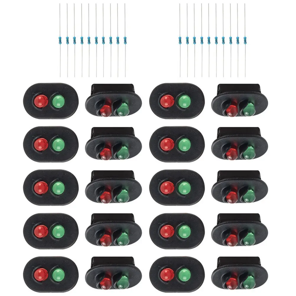 

2Sets Miniature Road Signal Light ABS Stainless Steel Simulated Traffic Lamp Sand Table DIY Materials Micro Landscape Decor