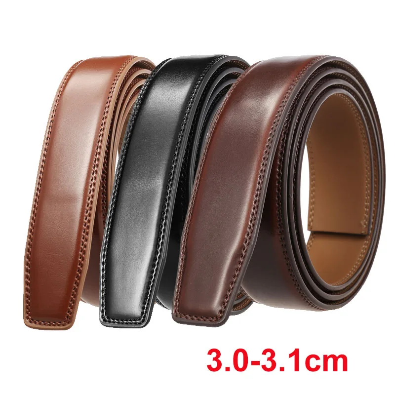 3.0cm 3.1cm Men's Automatic Buckle Belts No Buckle Belt Brand Belt Men High Quality Male Genuine Strap Jeans Belt Luxury