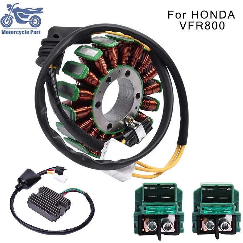 Motorcycle Generator Magneto Stator Coil & Regulator Rectifier & Right Starter Solenoid Relay Kit For HONDA VFR800 VFR 800 02-09