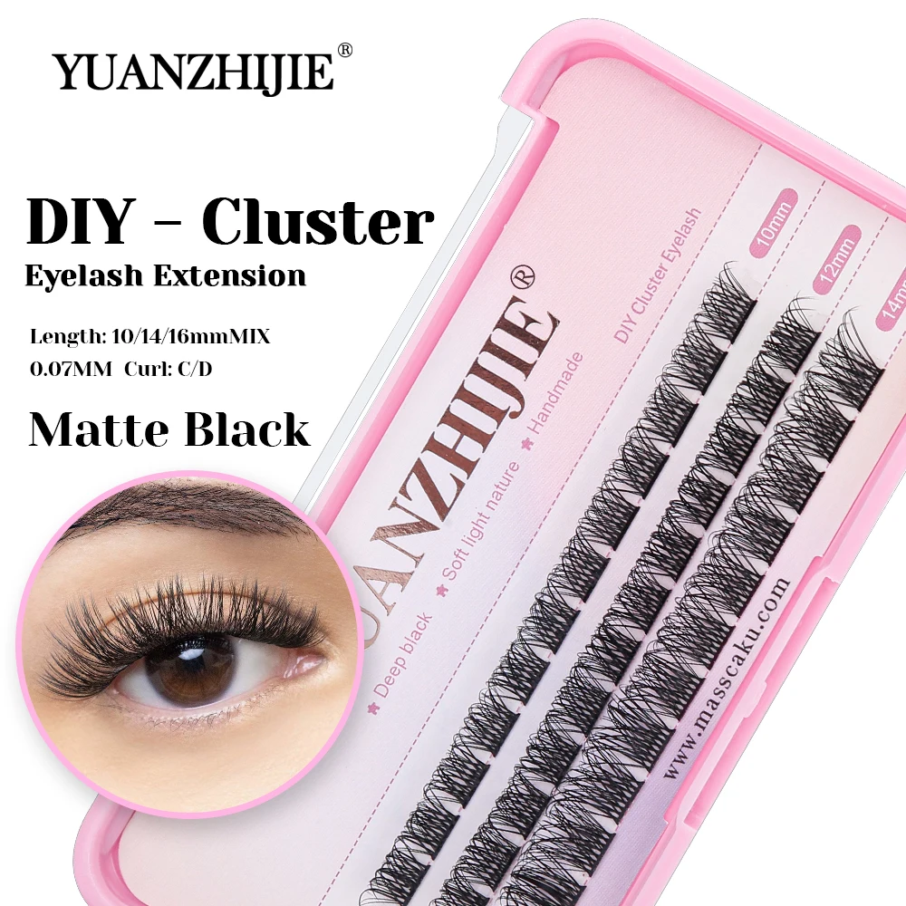 3 Rows 10-14mm Mix Length Wispy Waterproof Clusters Eyelash Soft Premium Velvet Fiber DIY Segmented Eyelashes for Daily Wear