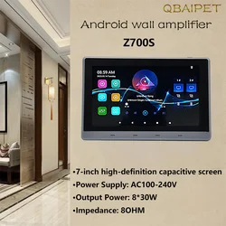 7 Inch Touch Screen Built-in Class-D Amplifier 8X30W With Home Audio Bluetooth WIFI Theater System In Wall Amplifier