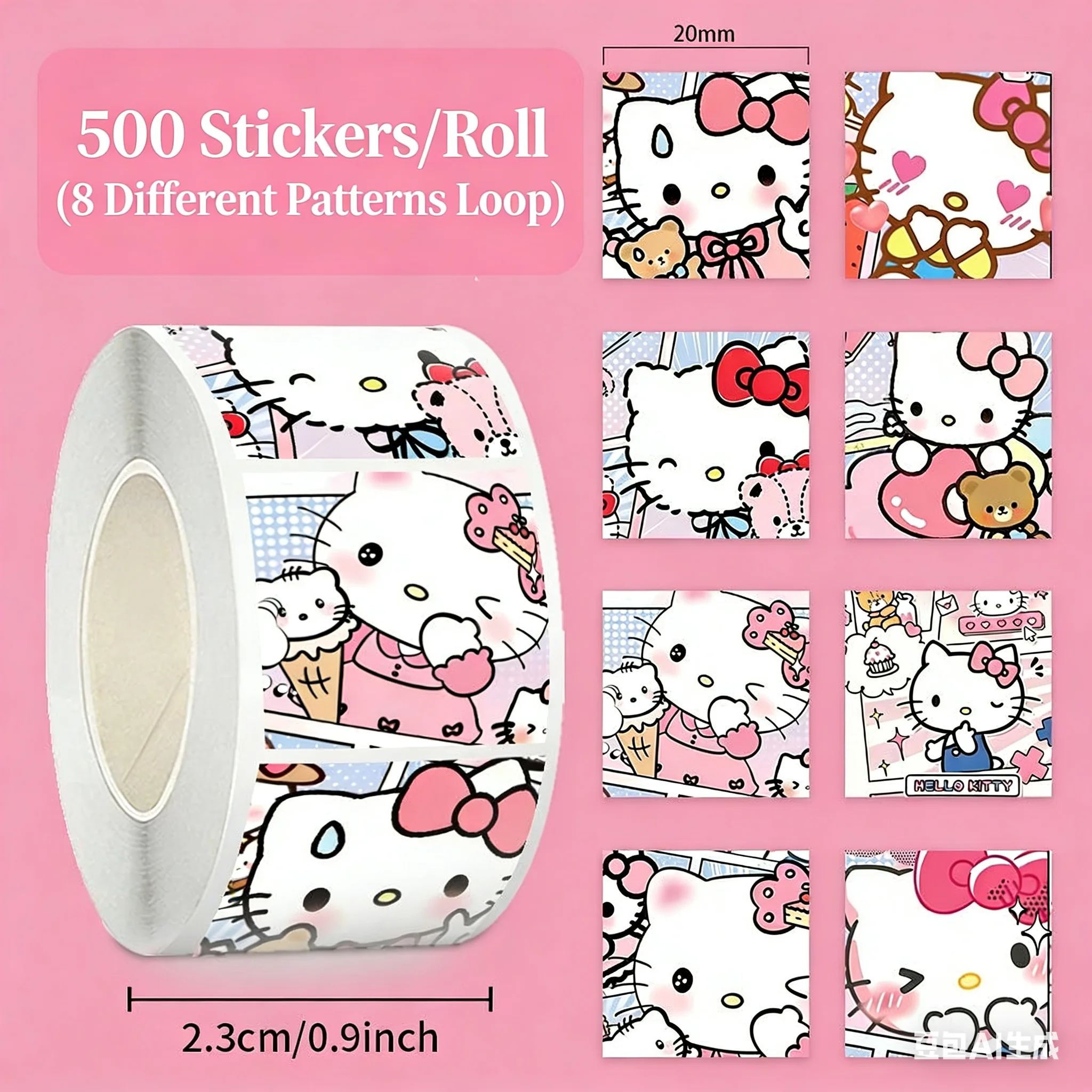 

High-Definition Cute Hello Kitty Curly Stickers Sweet Style Cat Decals for Phone Case & Journal and Notebooks