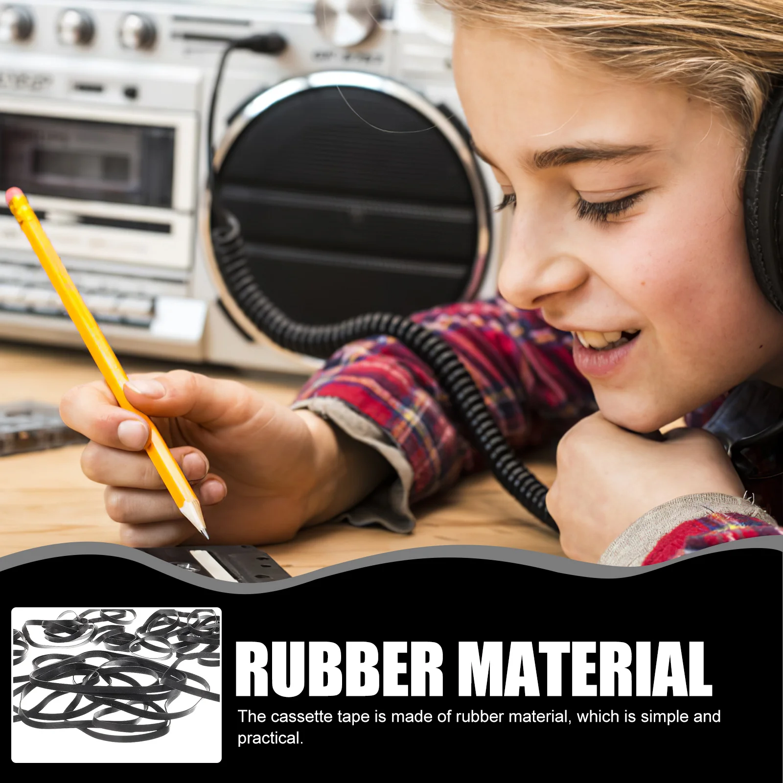 

50Pcs Recorder Belts Rubber Cassette Player Drive Belts Square Replacement Repair Tape Deck Player Maintenance