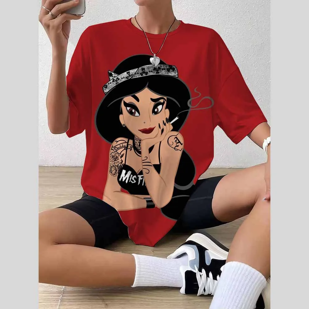 Top blouse woman trend 2025 women 3D Disney Princess print t shirts shirts blouse fashionable summer ropa para Mujer