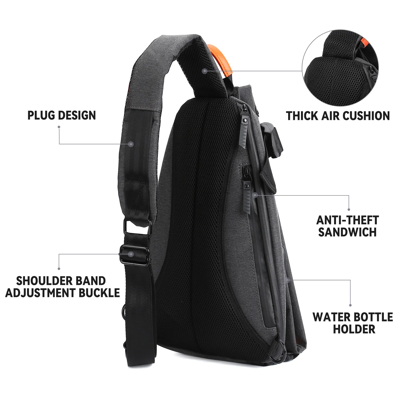 Imagem -05 - Bolsa Crossbody Anti-roubo para Homens e Mulheres Mochila Pequena Bolsa de Ombro Bolsa Peito para Caminhadas Ciclismo Viagem