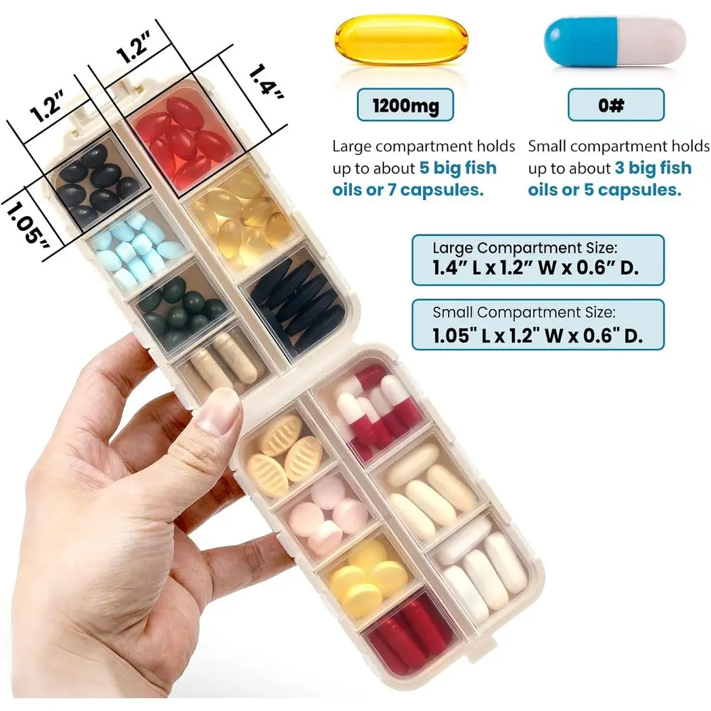 3-Pack Travel Pill Organizer with Daily Medication Holder, Khaki Pink Grey, Vitamin Storage Case view 2