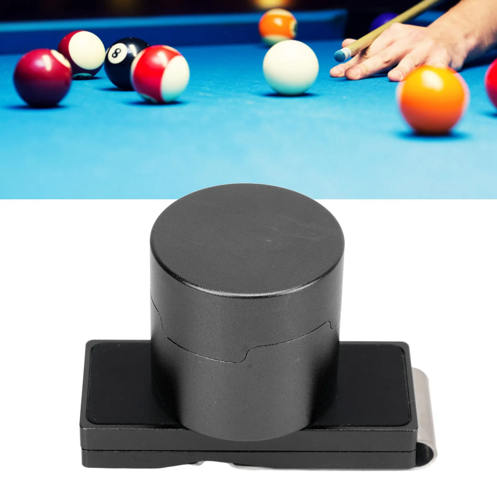 Magnetic Billiard Chalk Holder Aluminium Alloy Round Snooker Cue Chalk Box with Fixed Clip Portable Billiard Accessories