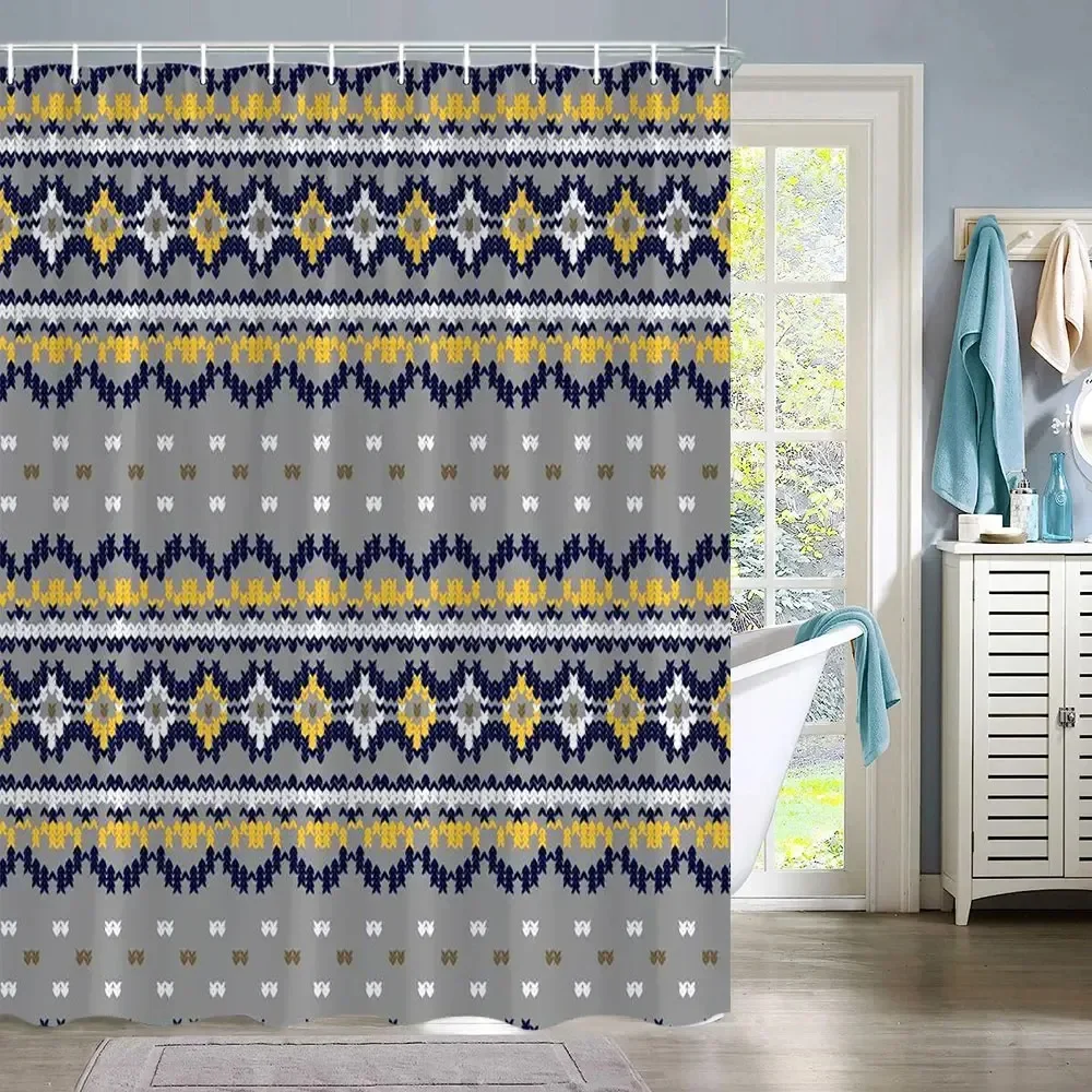 Vintage Abstract Geometric Lines Bathroom Curtain Aztec Shower Curtain Bohemian Home Bathroom Decor Polyester Shower Curtains
