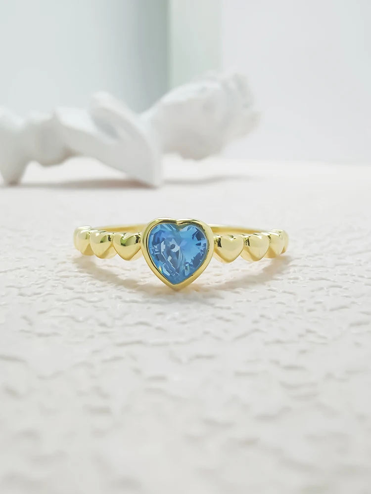 

S925 Sterling Silver Women's Ring Navy Blue Zircon Heart Smooth Elegant Popular Jewelry For Women Daily Wear Party Holiday Gifts