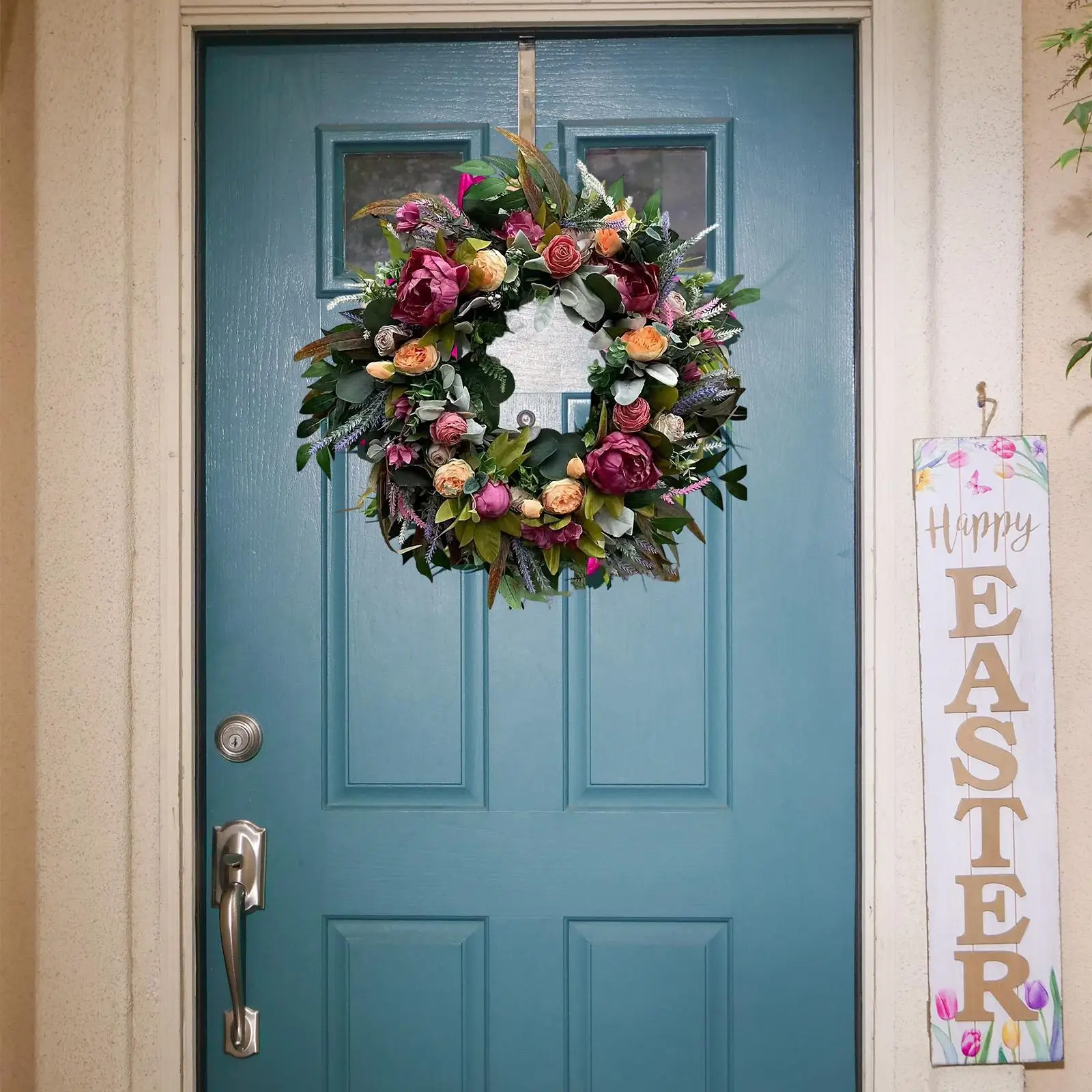 

Декоративный искусственный венок, реалистичная гирлянда на дверь, украшение для весенне-летних праздников и новоселья