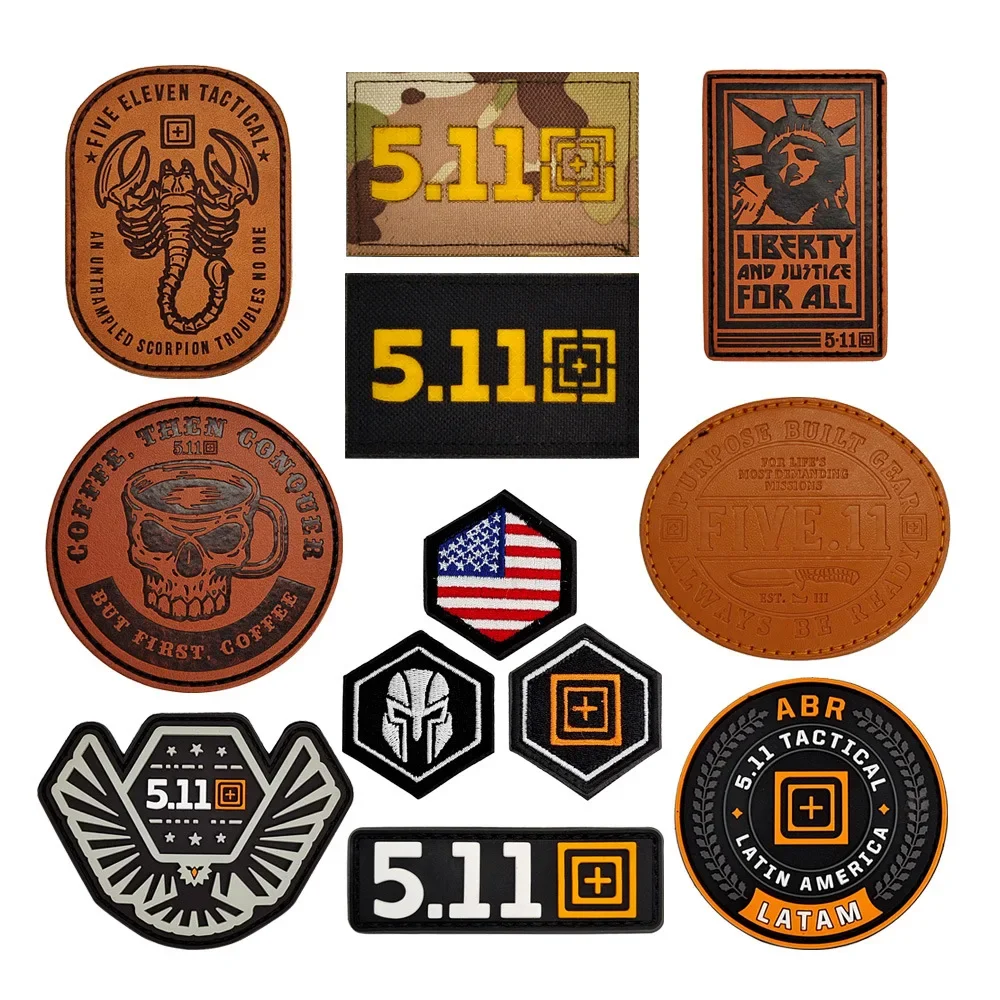 511 Embroidery Hook Loop Patches Tactical Morale Stickers Rubber PVC Military Armband Badge Reflective Patch For Cloths Backpack