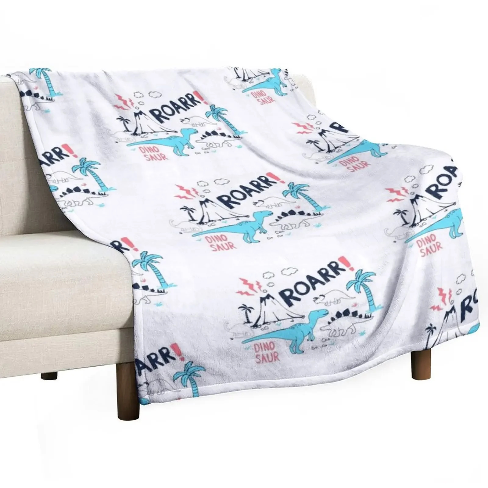 

Dino Dinosaur Rawr Roarrrrrr Throw Blanket Sofa Decorative Sofas Blankets