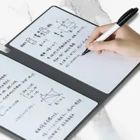 1 Pcs Reusable Whiteboard Notebook Set With Whiteboard Pen Erasing Cloth Leather Memo Pad Weekly Planner Portable Stylish Office