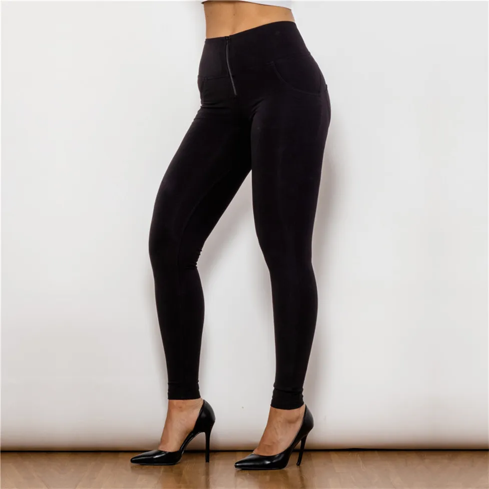 Imagem -03 - Shascullfites Calças de Emagrecimento Preto Estiramento Casual Femme Feminino Lápis Calças de Algodão Push up Leggings