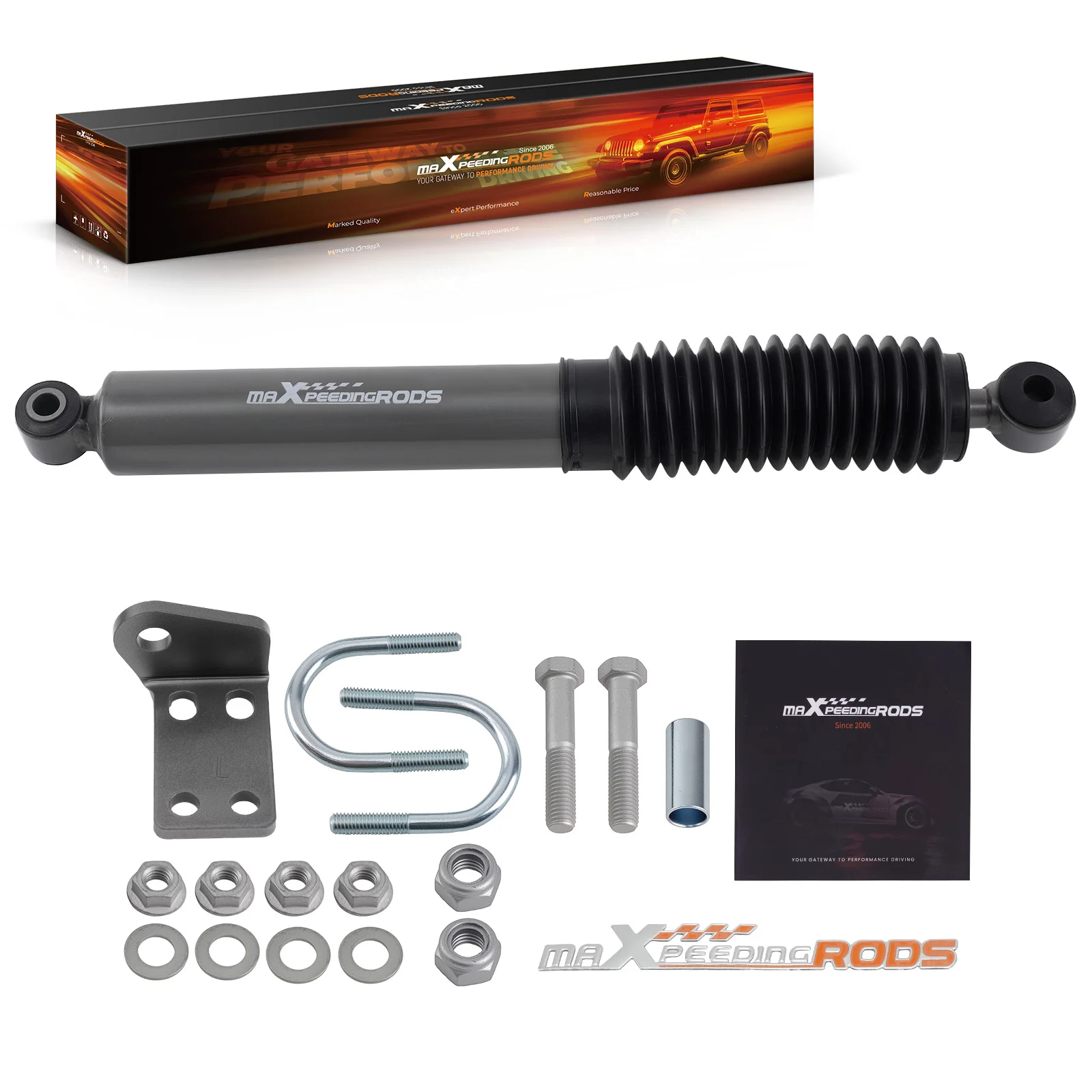 

MaXpeedingrods Steering Stabilizer W/Mounting Brackets for Jeep Wrangler JK 2007-2016 2017 2018