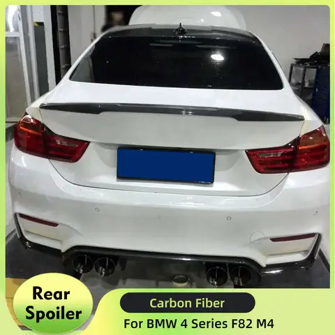 BMW 4 시리즈 F82 M4 쿠페 2도어 2014-2018 리어 윙 스포일러 FRP용 리얼 카본 파이버 리어 트렁크 스포일러 부트 덕 립 윙