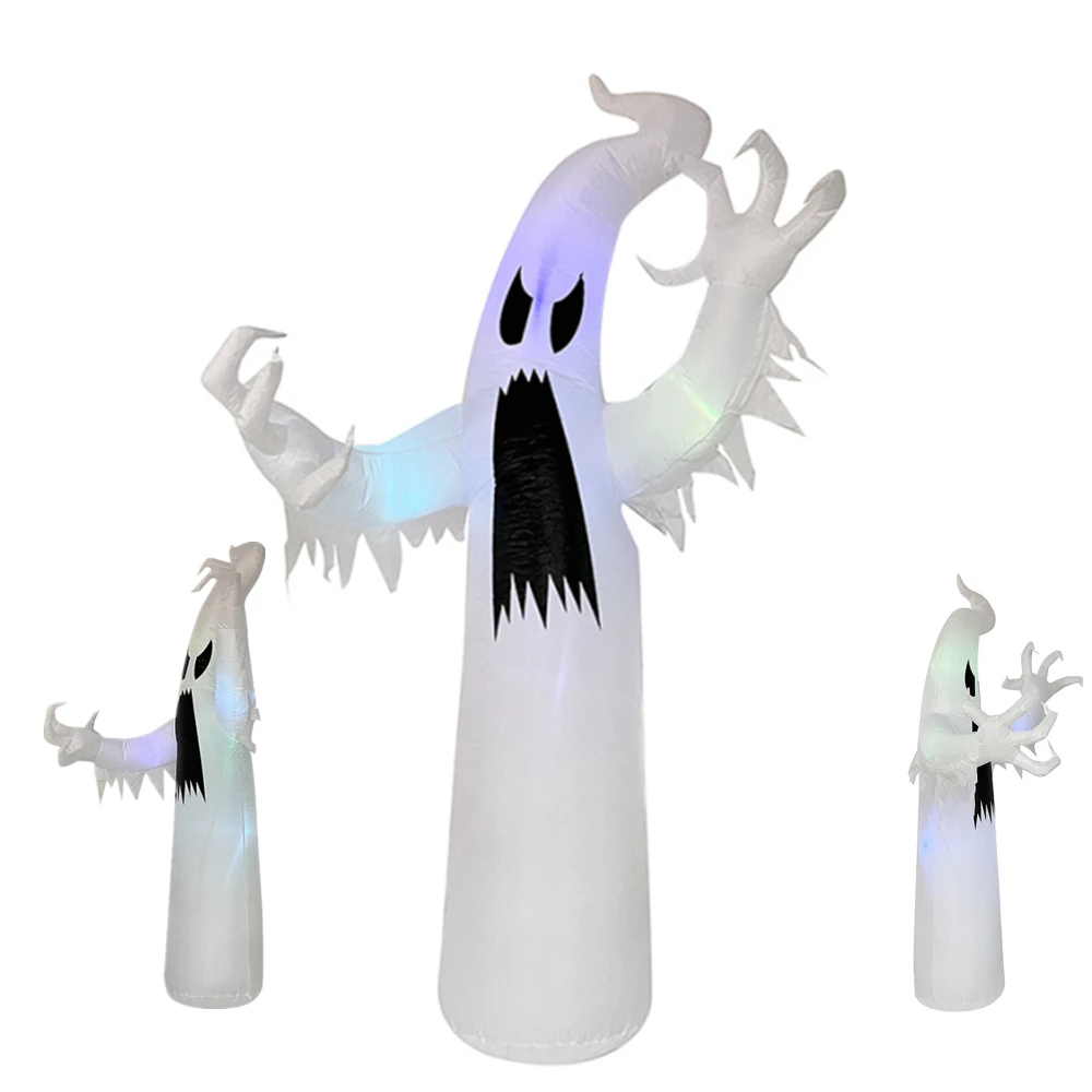 8FT/12FT Halloween-Aufblasbare Bunte Weiße Geister mit Eingebauten LED-Lichtern für Garten- und Rasen-Dekoration – Detail 5