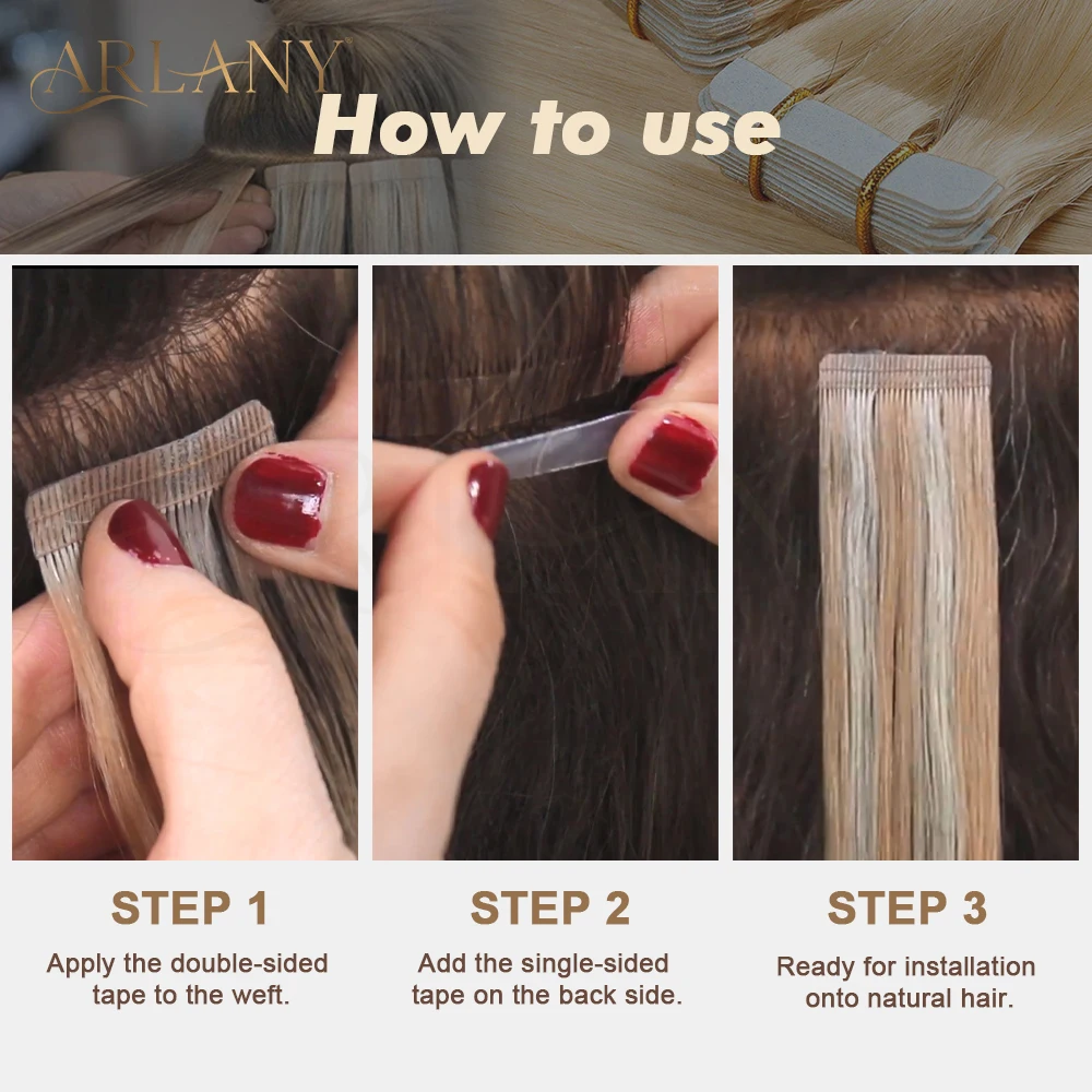 ARLANY 120 Tabs Single Sided Tape for Tape In/Tape Weft Extensions Hair System Tape 4cm X 0.8cm Wig Adhesive Tape One Sided Tape image 5