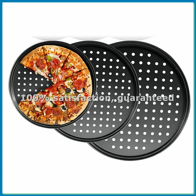 Pizza Tray Punching Baking Tray Non-Stick with Hole Pizza Mold Barbecue Tray Baking Mold Round Baking Tray-A69M