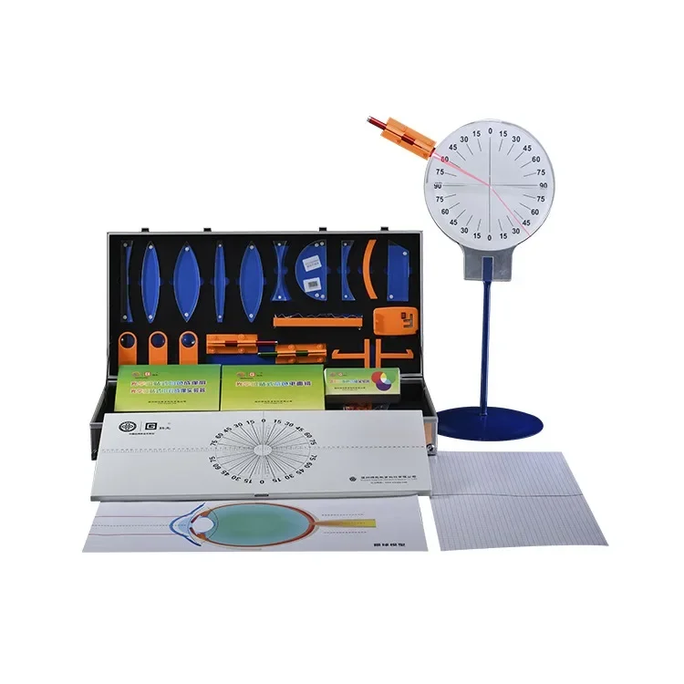 Teacher using optical physics instruments,physics kit,physical science apparatus