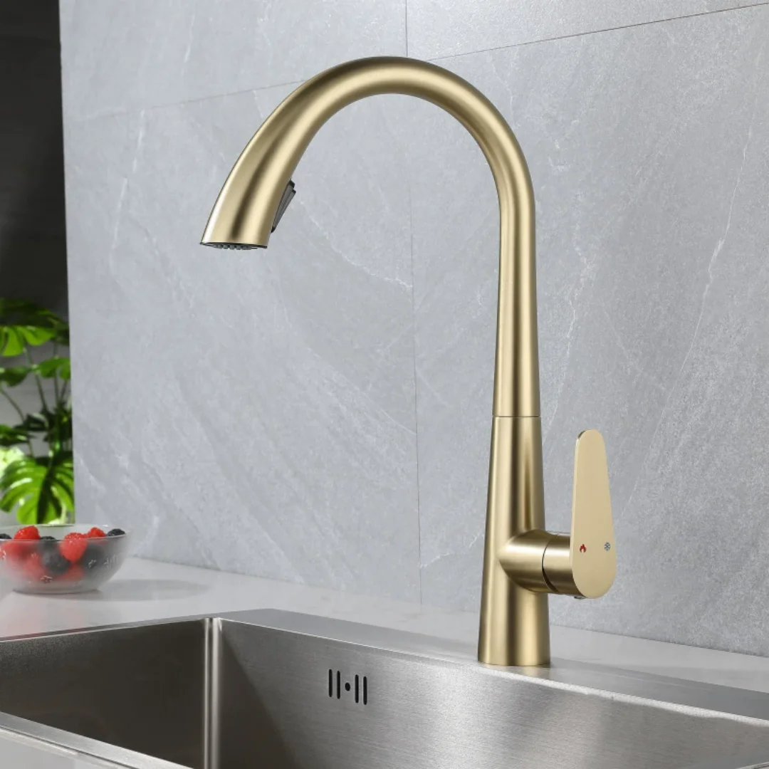 Brushed Gold Pull Out Kitchen Faucet SUS304 Gray/Black Sink Faucet Mixer Tap rotation torneira cozinha mixer taps Kitchen Tap