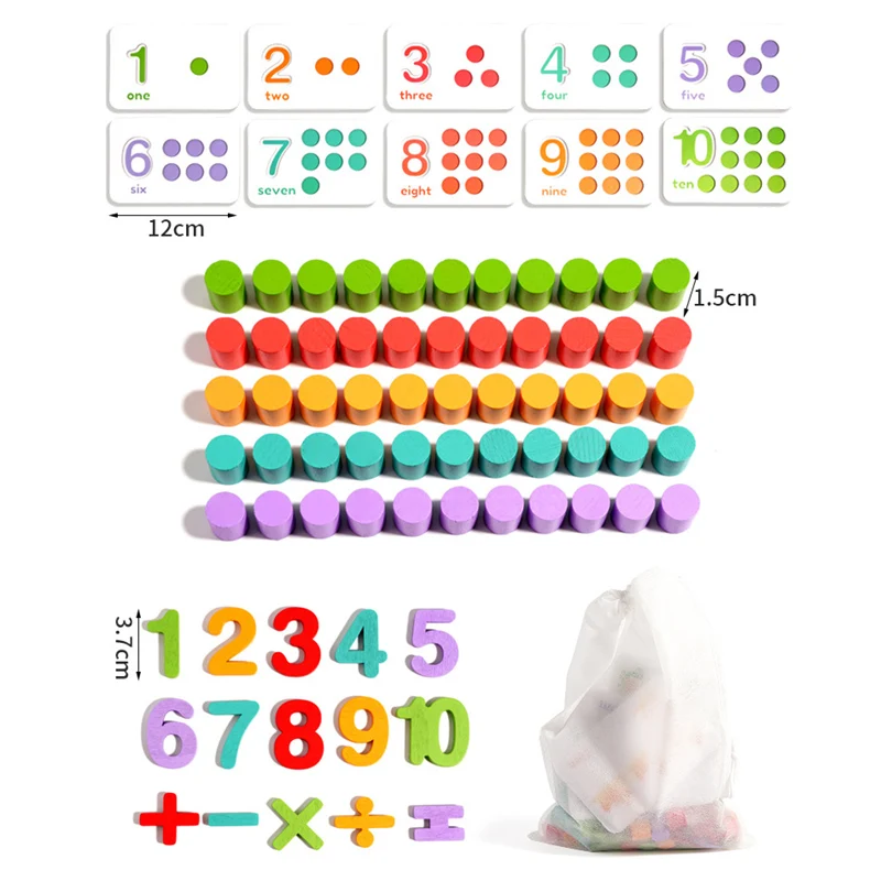 Tablero de números de madera para niños, combinación cognitiva, operación de resta, entrenamiento de pensamiento lógico Montessori, juguetes de matemáticas