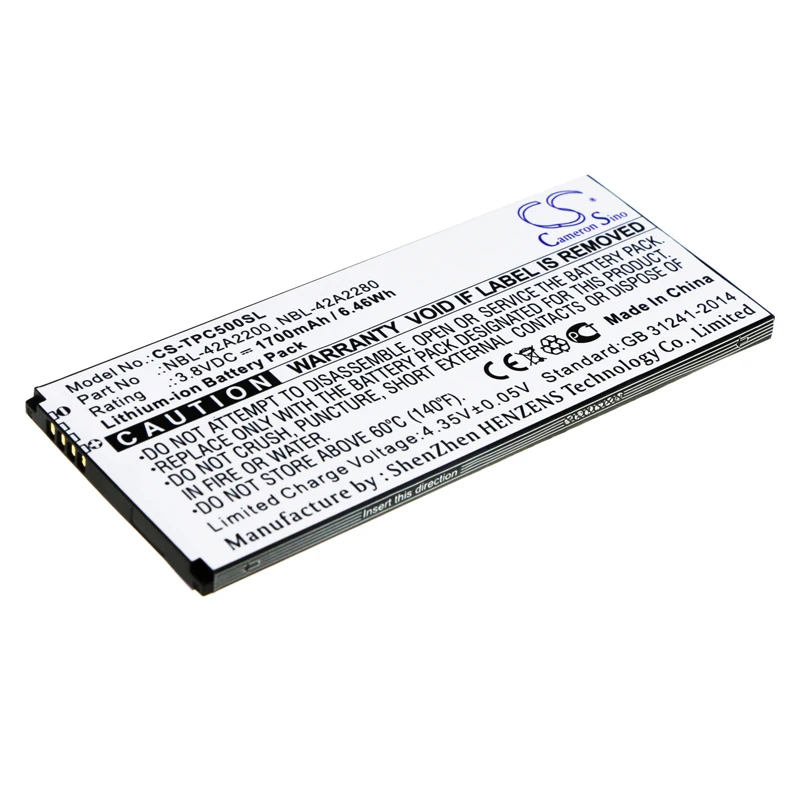 CS Cameron Sino Kerui nueva batería de repuesto de 1700mAh para Neffos C5, Neffos C5 LTE Dual SIM, TP701A