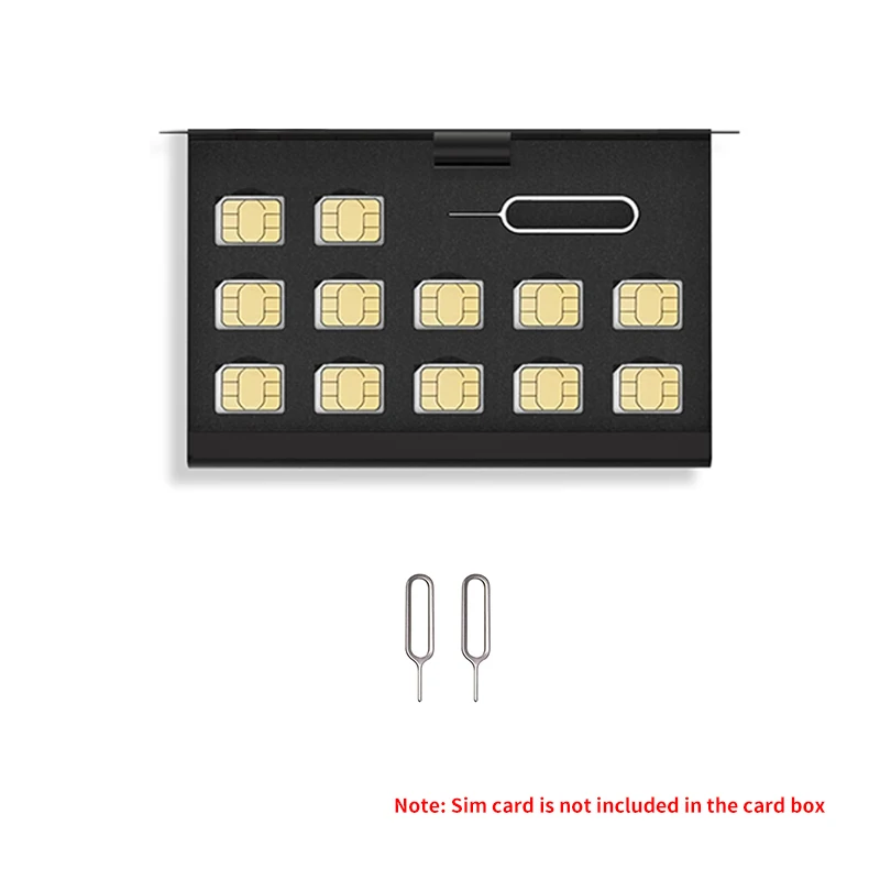 12-Slots-NANO+1-Slot-Card-Pin Aluminum Portable SIM Micro Pin SIM Card Nano Memory Card Storage Box Case Protector Holder 1PCS