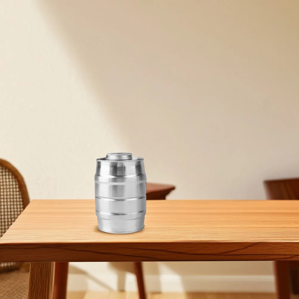 Airtight Coffee Canister with Built- Valve Wine Barrel Shape Tinplate Material for Fresh Beans Ground Coffee Tea Sugar view 6