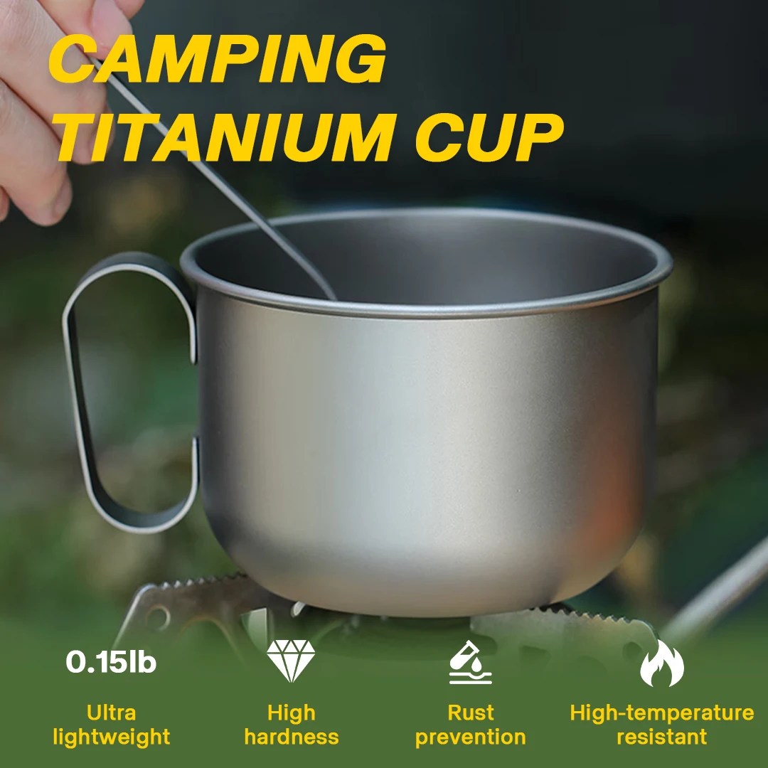 

Ultralight Pure Titanium Camping Cup - 400ml Portable Outdoor Coffee Mug for Hiking