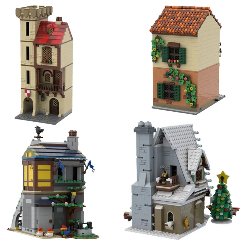 스팟 MOC-206731 및 기타 중세 주택 DIY 소형 입자 조립 블록 교육용 장난감 모델 선물 세트 장식품