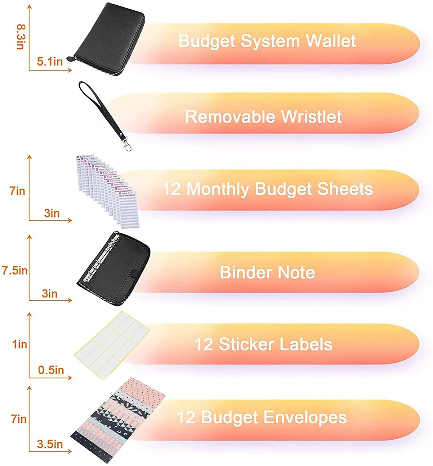 All-in-One Binder Cash Envelope System Wallet, 12 Cash Budget Envelopes,12 Budget Sheets for Personal Budget Planner Organizer