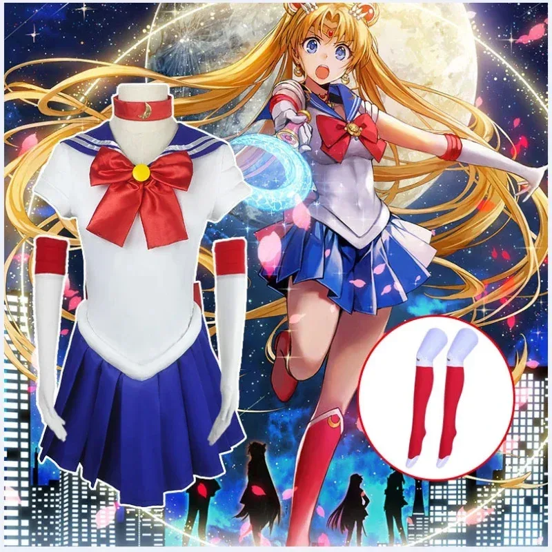 CyCostume Anime Sailor Moon Cosplay, uniforme Tsukino Usagi, abiti per parrucche, set da festa di carnevale per donne e ragazze
