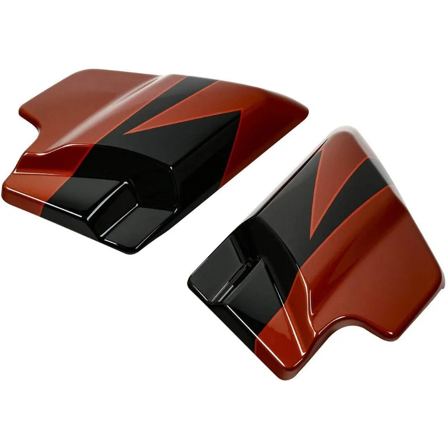 أغطية جانبية سوداء من Sunburst Orange Starfire لـ Harley Touring Road Street Electra Glide FLTR FLTRSE FLTRK FLTRX FLHX FLHXSE FLH