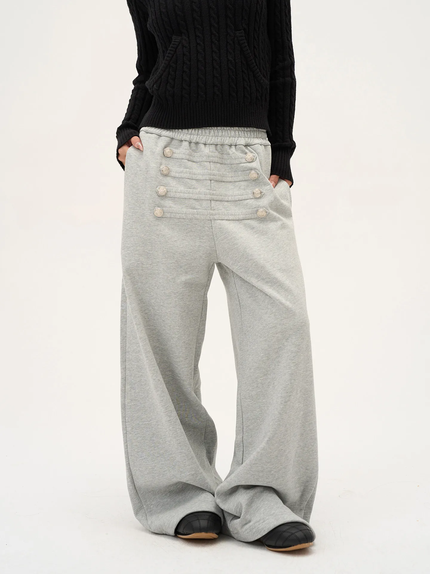 2026 Vintage Weite Damen-Herbst-Winter-Jogginghose mit Einzigartigem Design, Drapierte Bodenlange Hose, Lässige Vielseitige Sportliche Hose – Detail 1