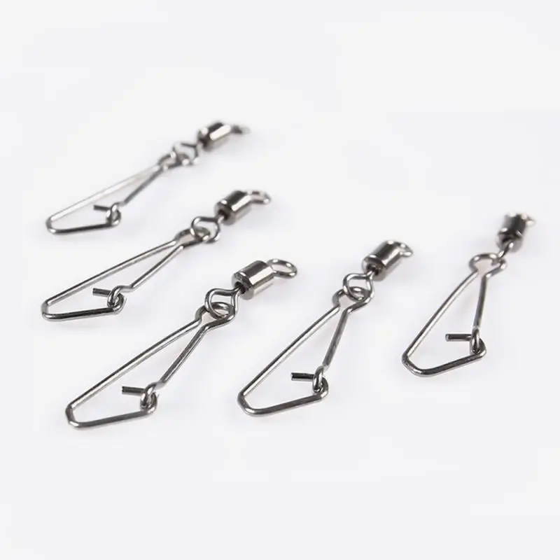 pack 1/0#/2#/4#/6#/8# Bearing Fishing Swivels Snap Rolling Connector Swivel With Hooked Snap Fishing Accessories