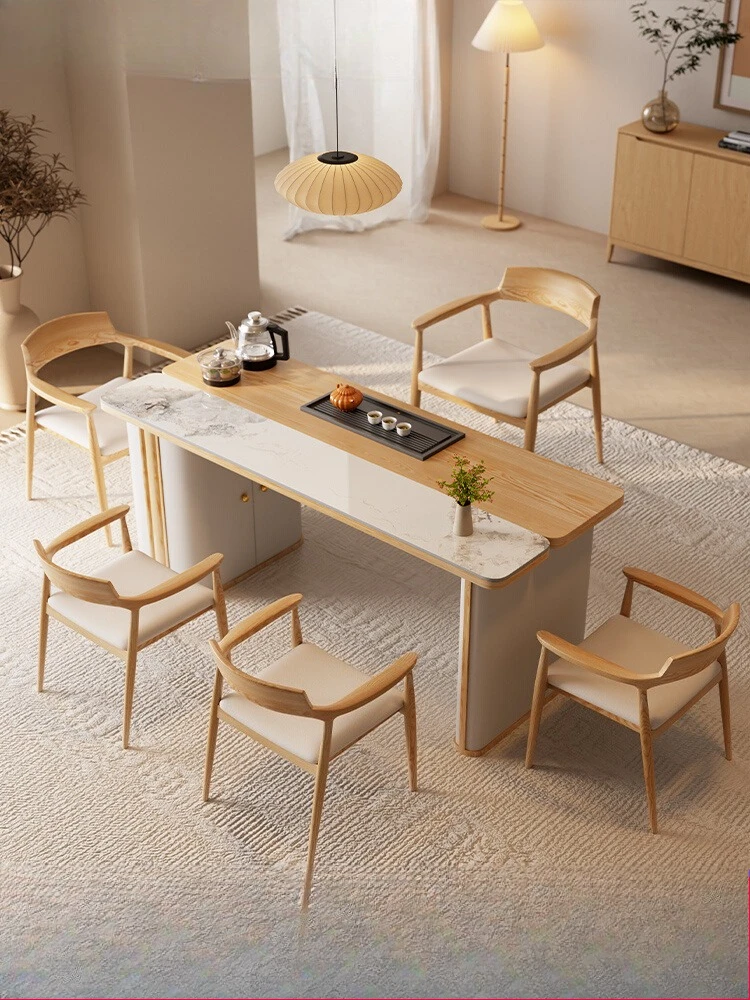 

Modern solid wood tea table cream log style home balcony living room