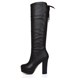 Fashion Women's Winter High Boots Platform Sexy Soft Knee High Boot Female High Heels Designer Long Shoes Lady Large Size 48