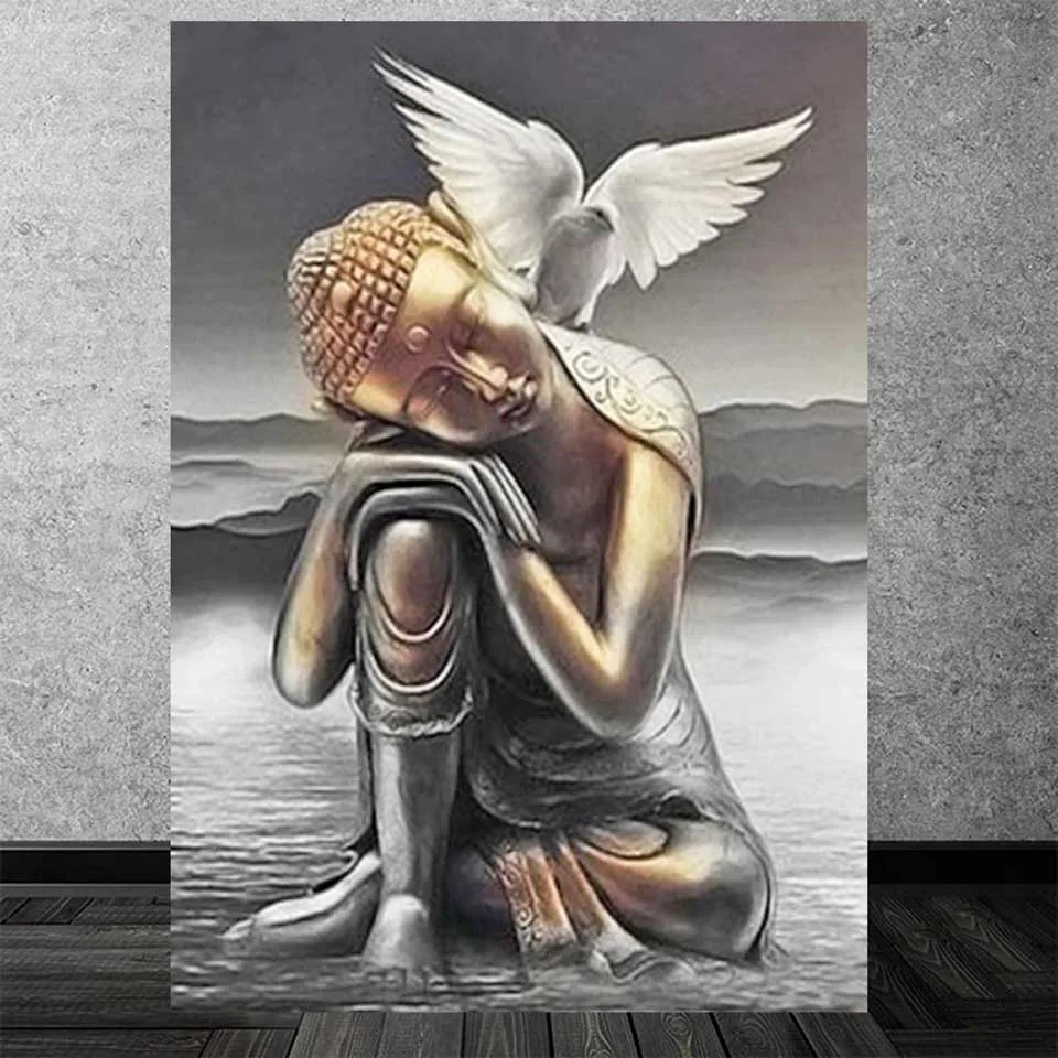 

5D Diamond Painting Buddha and Dove DIY Full Rhinestones Mosaic Cross Stitch Kits Square Round Diamond Embroidery Beads Decor