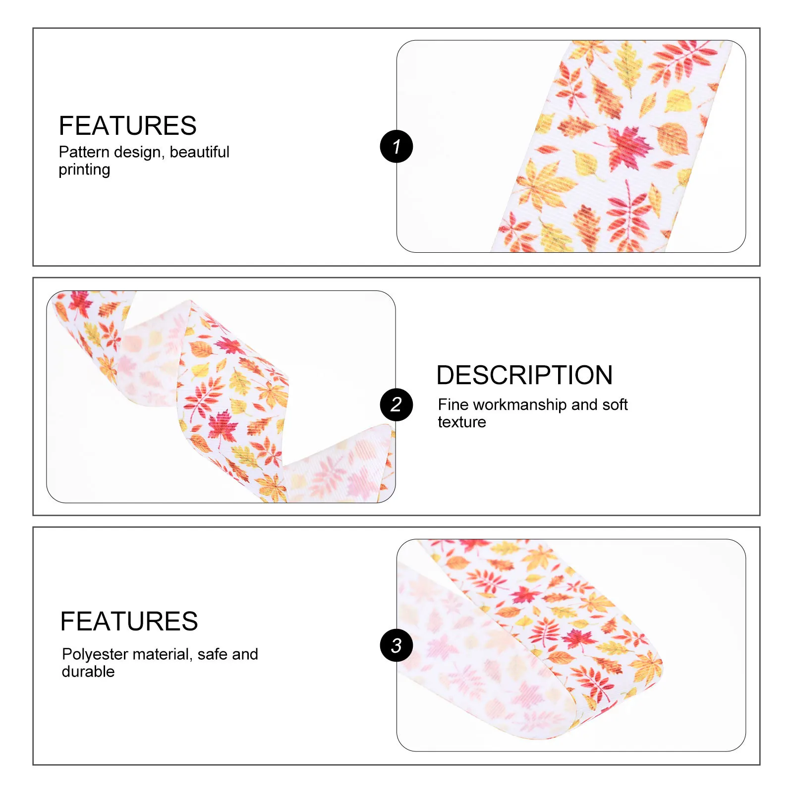 

1 Roll Silk Ribbon Polyester Printed Decorative Harvest Pattern for Gifts Flowers Cake Wrapping Thanksgiving Fall Craft