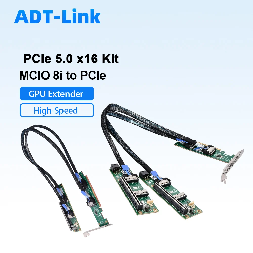

PCIe 5.0 X16 To MCIO Split Card GPU External Expansion Board Adapter Backward Compatible PCIe 4.0/3.0 High-Speed for GPU Server