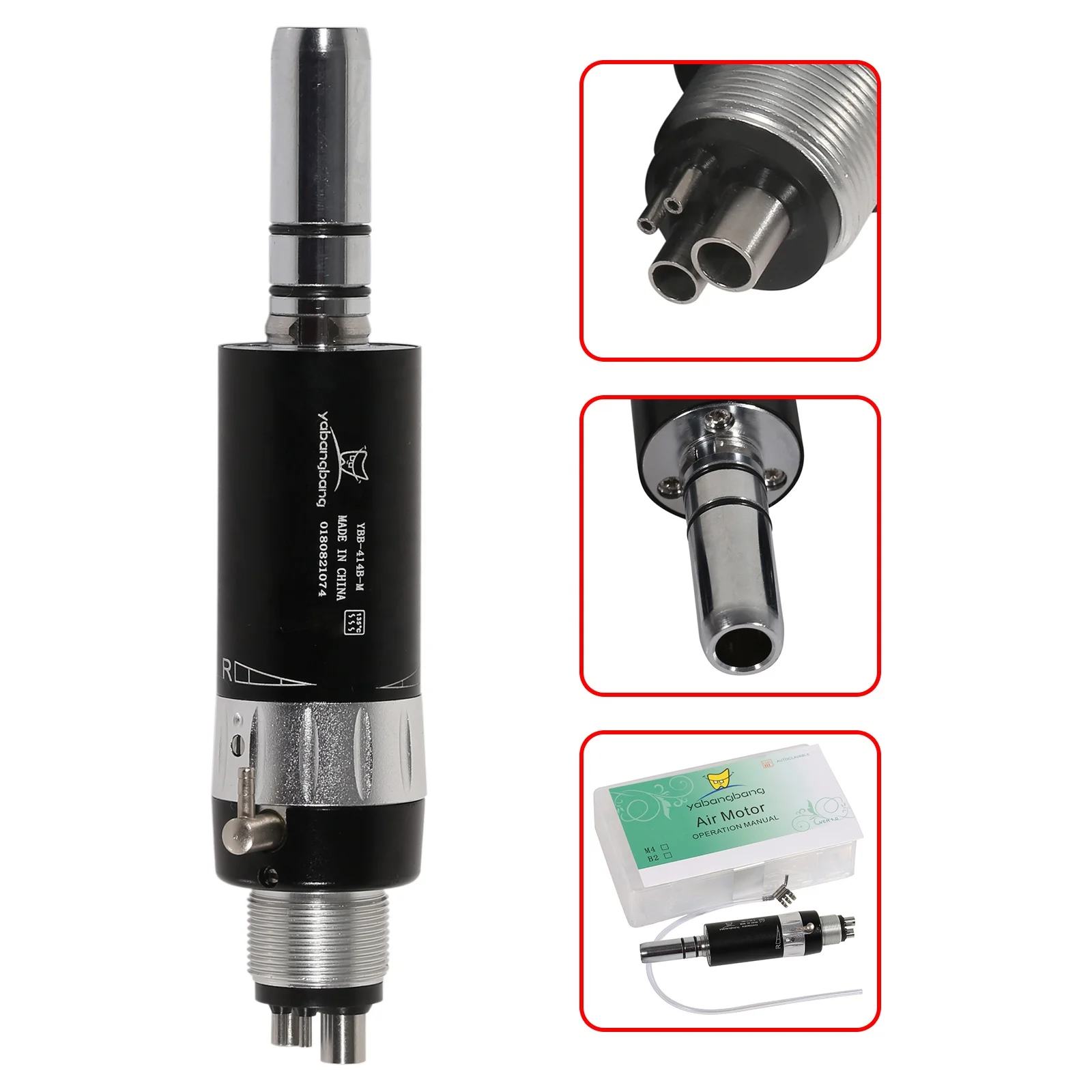 Hot Sale! NSK Style den tal 1:1 E-type External Spray Air Motor 4 Holes Slow/Low Speed Handpiece Black