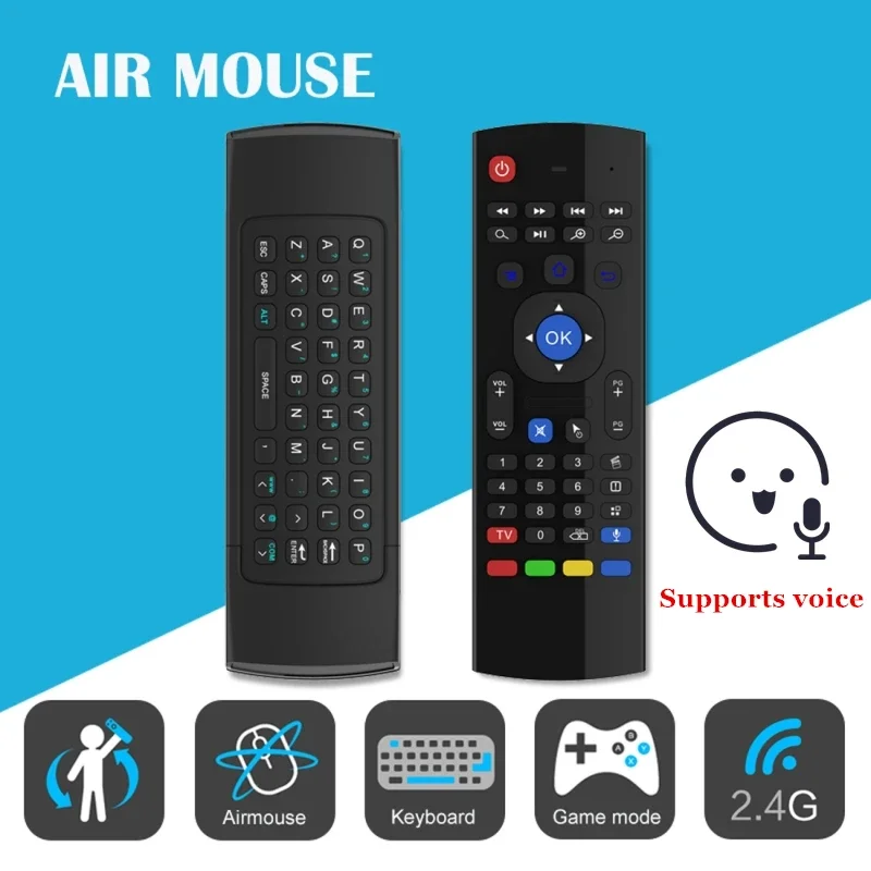 MX3 Air Mouse Mini klawiatura Bezprzewodowy pilot 2.4G Wielofunkcyjna mysz Fly Mouse z funkcją uczenia się na podczerwień dla Android Smart TV Box