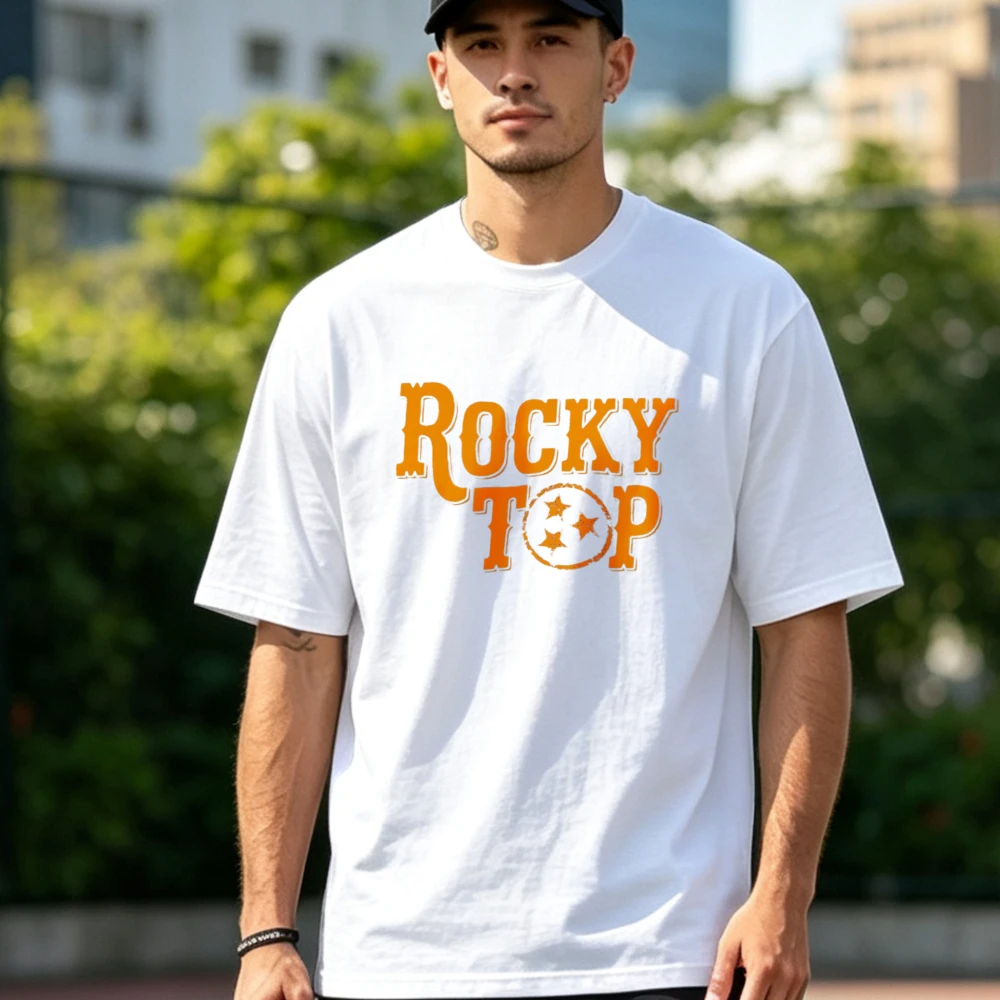 Retro Top Tennessee Tri Star Tshirt Men Vintage Country Music Graphic Tees Retro Volunteer State Print Short Sleeve Casual Tops