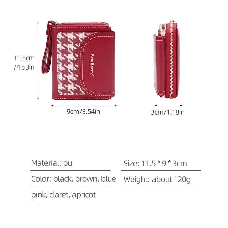 2025 Houndstooth Fashion Women Wallet Zipper Hasp Small Slim Coin Pocket Purse Women Wallets Card Holders Wallets Designer Purse