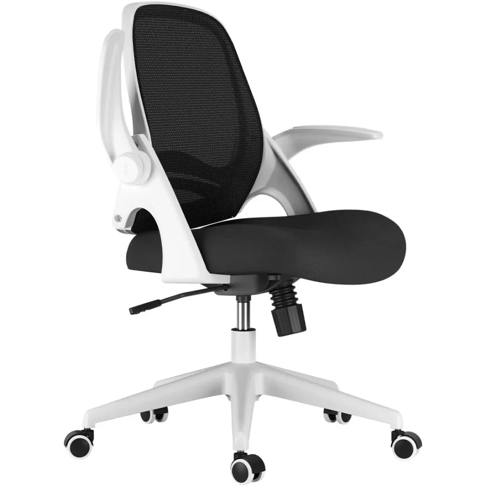 

Office Desk Chair with Flip-Up Armrests and Saddle Cushion, Ergonomic Office Chair with S-Shaped Backrest, Swivel