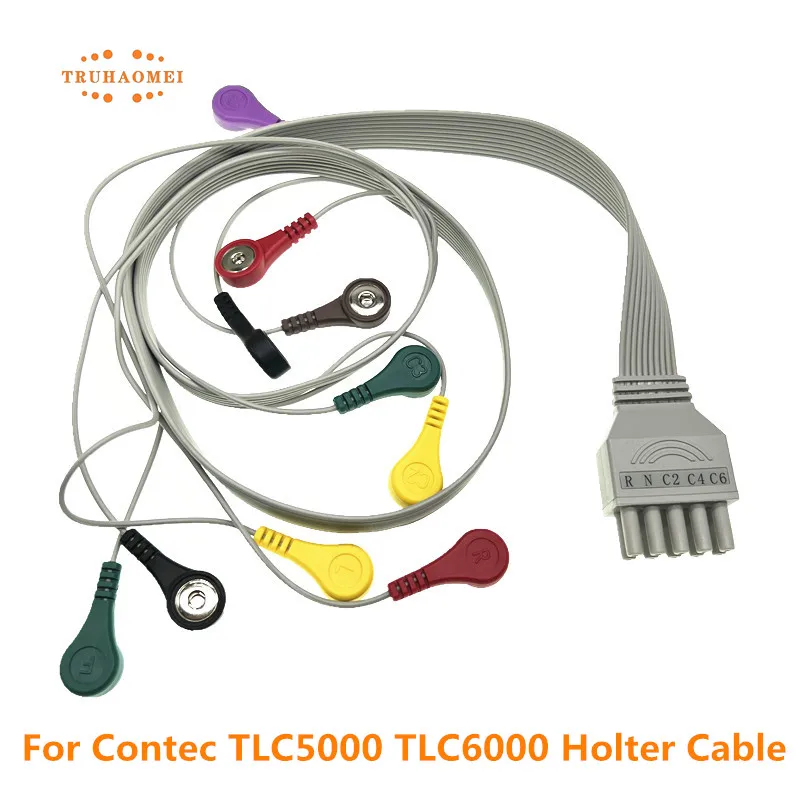 10 Leads ECG Cable AHA or IEC Snap 4.0 For Contec TLC5000 TLC6000 12 Channel Holter Recorder Monitoring System