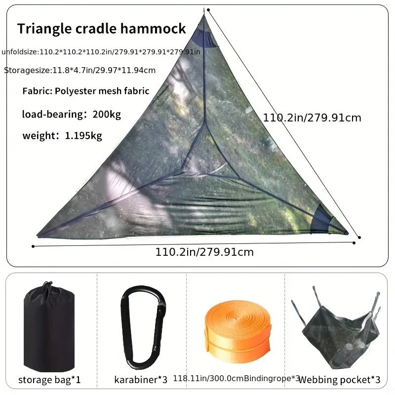Rede triangular externa para várias pessoas, balanço grande de rede de acampamento, rede triangular externa