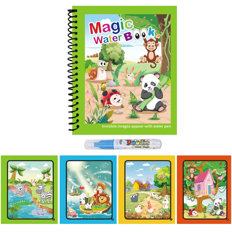 1pc herbruikbaar watertekenboek magisch waterboek rommelvrij magisch schilderblok met hervulbare waterpen leren onderwijs speelgoed